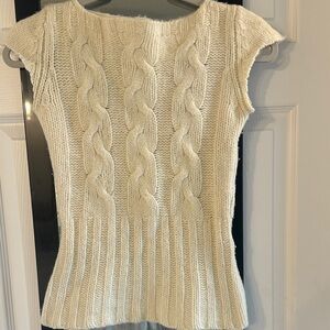 Elegant Cream Cable Knit Sweater Vest Sm
